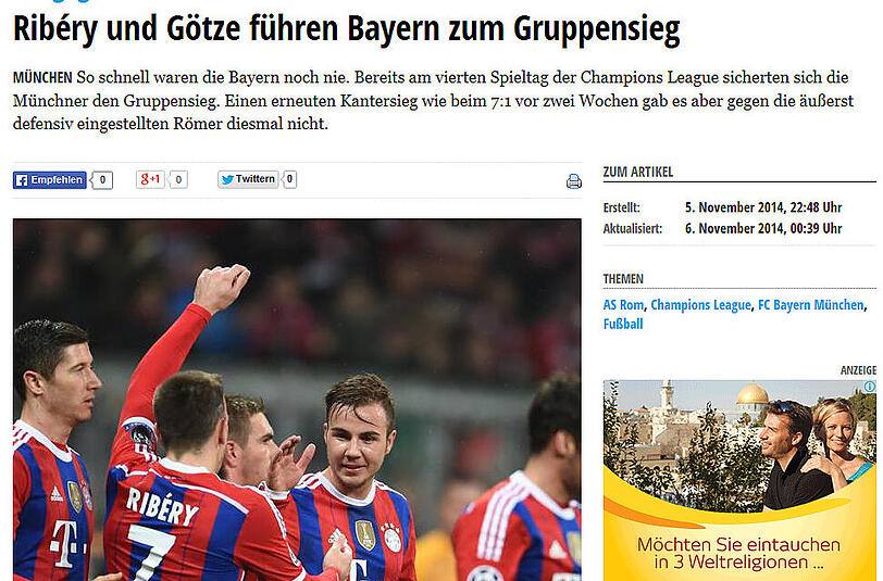 ruhrnachrichten.de - Die Pressestimmen zum Sieg des FC Bayern gegen AS Rom in unserer Bilderstrecke zum Durchklicken!