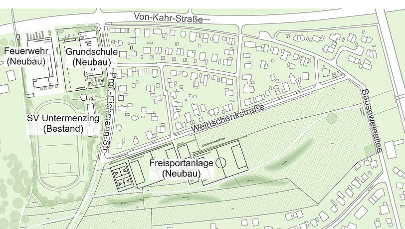 Variante 1 der Bebauung der Erdbeerwiese in Allach/Untermenzing. Variante 1 der Bebauung der Erdbeerwiese in Allach/Untermenzing.