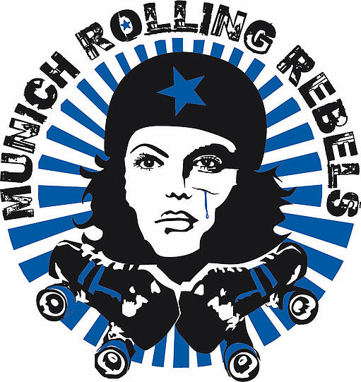 Das Logo der Münchner Roller-Derby-Mannschaft: den Munich Rolling Rebels.