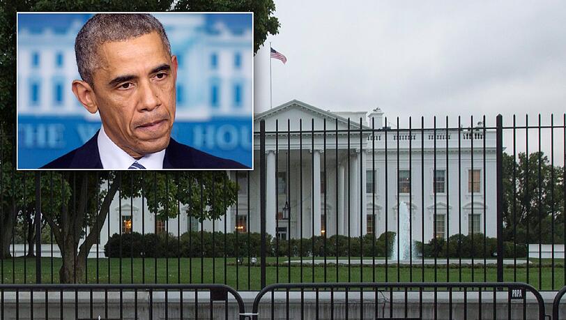 Nach einer Party rammten zwei Sicherheitsbeamte von Barack Obama mit ihrem Wagen eine Sicherheitsbarriere am Weißen Haus. Nach einer Party rammten zwei Sicherheitsbeamte von Barack Obama mit ihrem Wagen eine Sicherheitsbarriere am Weißen Haus.