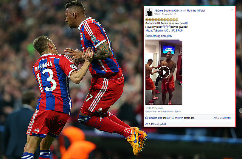 Tänzer vor dem Herrn: Die Bayern-Kollegen Jerome Boateng und Rafinha.