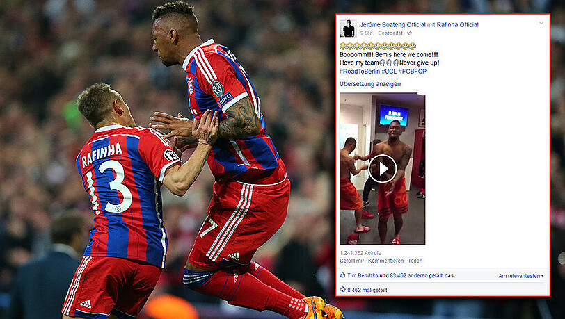 Tänzer vor dem Herrn: Die Bayern-Kollegen Jerome Boateng und Rafinha. Tänzer vor dem Herrn: Die Bayern-Kollegen Jerome Boateng und Rafinha.