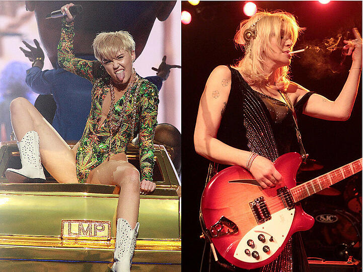 Miley Cyrus (li.) und Courtney Love ecken gerne an