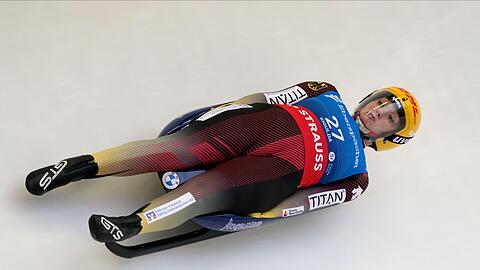 Die Rodlerin Anna Berreiter beim Weltcup in Sigulda in Aktion.