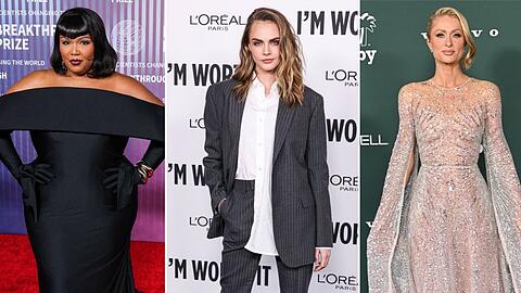 Lebensmittel wie Lizzo, Ikone wie Cara Delevingne oder Märchenfigur wie Paris Hilton (v.l.n.r.) - die Stars lassen sich für Halloween jedes Jahr etwas einfallen.