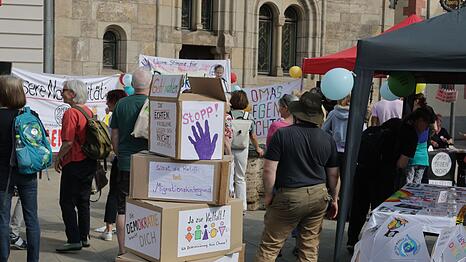 Im th&uuml;ringischen Saalfeld hatten die Omas gegen Rechts zu einer Demonstration gegen die Wahl eines AfD-Landrates aufgerufen.