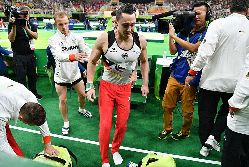 Trotz eines Kreuzbandrisses hat Andreas Toba weitergeturnt. Die Bilder aus Rio.