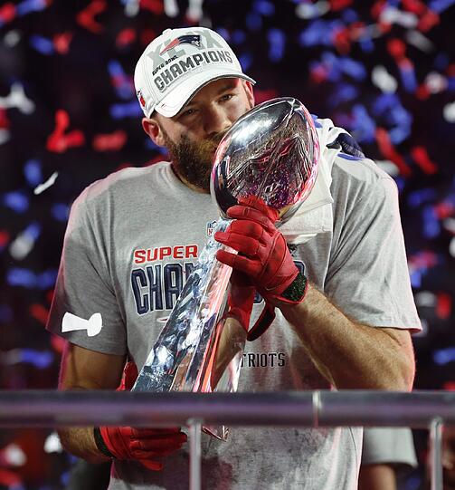 New England 28 - Seattle 24: So feierten die Patriots ihren Sieg.