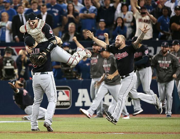 Jubel bei den Cleveland Indians nach dem Einzug ins Finale der MLB.