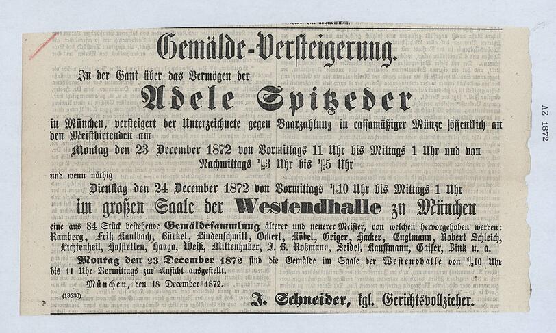 Das Vermögen von Adele Spitzeder wird letztlich versteigert.