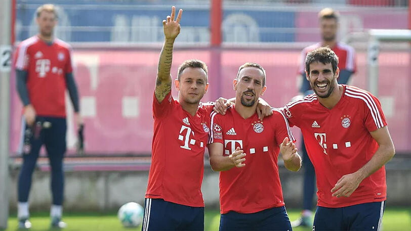 In Offenbach am Ball: Rafinha, Franck Ribéry und Javi Martínez.