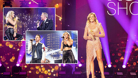 Helene Fischer sag in ihrer Weihnachtsshow mit Andreas Gabalier und Roland Kaiser. Wer noch mit dabei war, sehen Sie in der Galerie.
