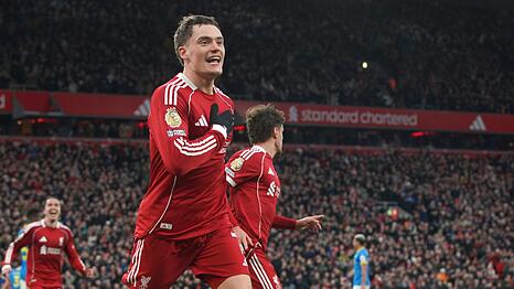 Florian Wirtz erzielte sein erstes Pflichtspieltor f&uuml;r den FC Liverpool.