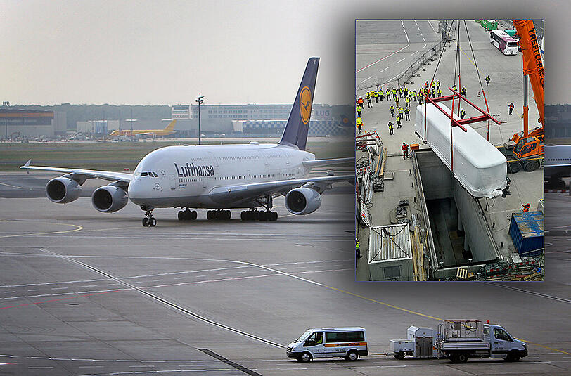 Mit dem neuen Satellitenterminal soll es möglich sein, stündlich bis zu 9000 Passagiere zu transportieren. Am Dienstag wurde der erste Wagon für das Terminal geliefert.