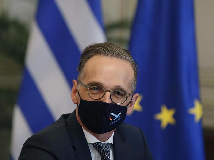 Außenminister Heiko Maas (SPD) bei einem Treffen mit Griechenlands Ministerpräsident Mitsotakis.