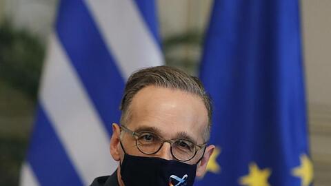 Außenminister Heiko Maas (SPD) bei einem Treffen mit Griechenlands Ministerpräsident Mitsotakis.