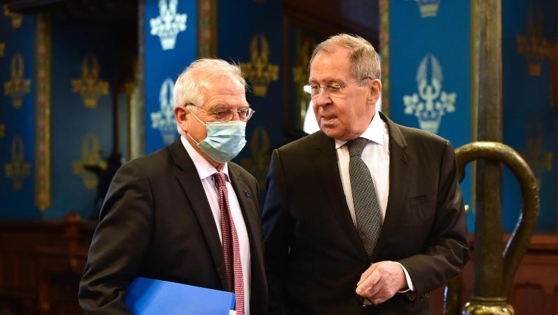 Keinerlei konkrete Fortschritte: Der EU-Außenbeauftragte Josep Borrell (l) blitzte beim russischen Außenminister Sergej Lawrow ab.