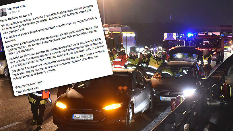 Der Tesla-Fahrer bedankt sich nach seiner Rettungsaktion wegen des positiven Zuspruchs auf Facebook.