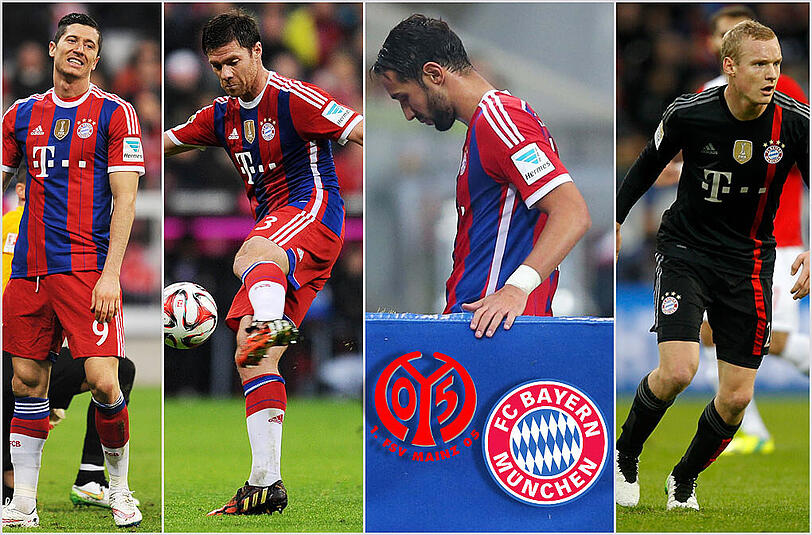 Dieses Quartett fällt gegen Mainz aus: Robert Lewandowski, Xabi Alonso, Medhi Benatia und Sebastian Rode
