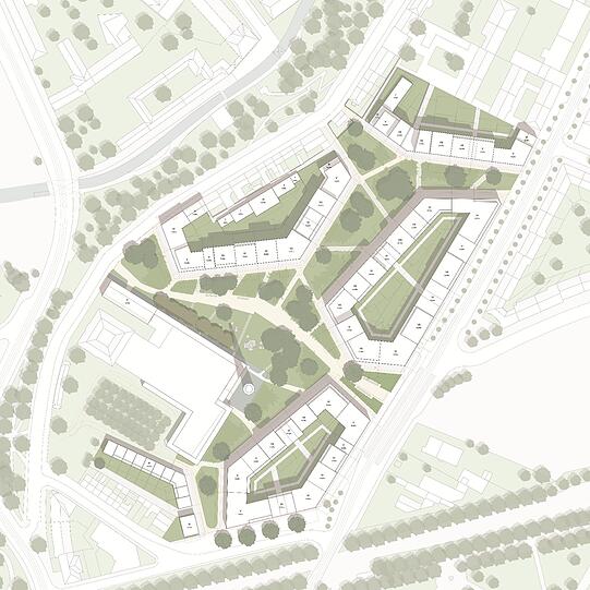 Viel grün sieht man auf dem Plan vom Bauabschnitt an der Regerstrasse.
