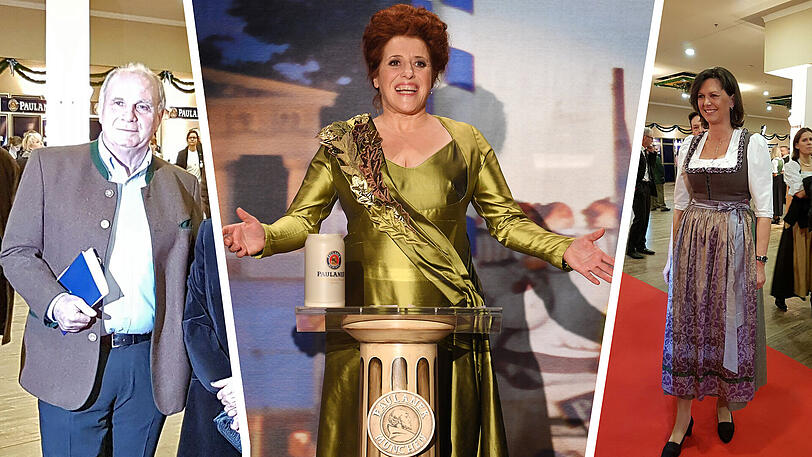 Derbleckt is': Mama Bavaria schenkt den Politikern am Nockherberg ein.