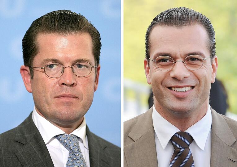 Original und Fälschung: Karl-Theodor zu Guttenberg (l) und Schauspieler Kai Schumann. "Der Minister": Am Dienstag läuft die Guttenberg-Satire auf Sat.1