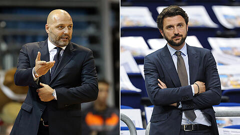 Trainer Sasa Djordjevic und Geschäftsführer Marko Pesic (rechts).