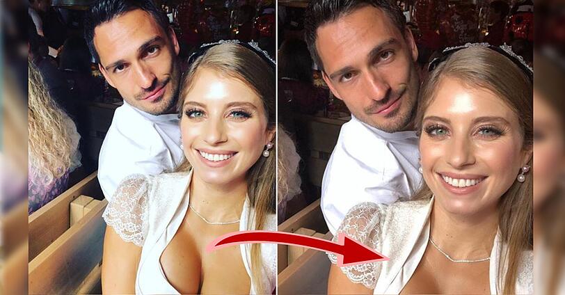 Busen-Zensur! Kicker Mats Hummels wollte seine Instagram-Follower am gemeinsamen Wiesn-Besuch mit seiner Ehefrau teilhaben lassen. Allerdings fällt auf, dass der FC-Bayern-Spieler ein Foto mit Cathy Hummels abgeschnitten hat. War ihm das Dekolleté zu tief?