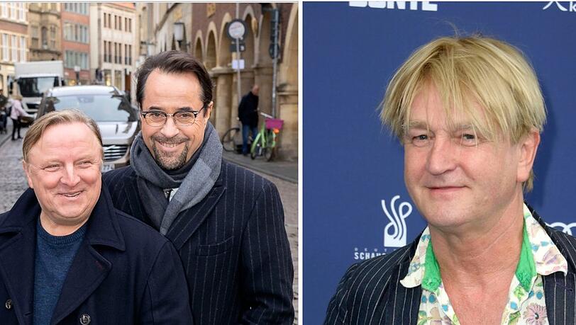 Detlev Buck ist beim kommenden Münster-"Tatort" an der Seite von Jan Josef Liefers (M.) und Axel Prahl (re.) zu sehen.