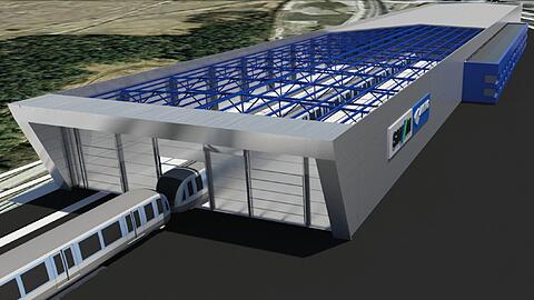 Die neue Halle wird über drei Gleise mit Wartungsgruben verfügen und rund 160 Meter und etwa 30 Meter breit sein.