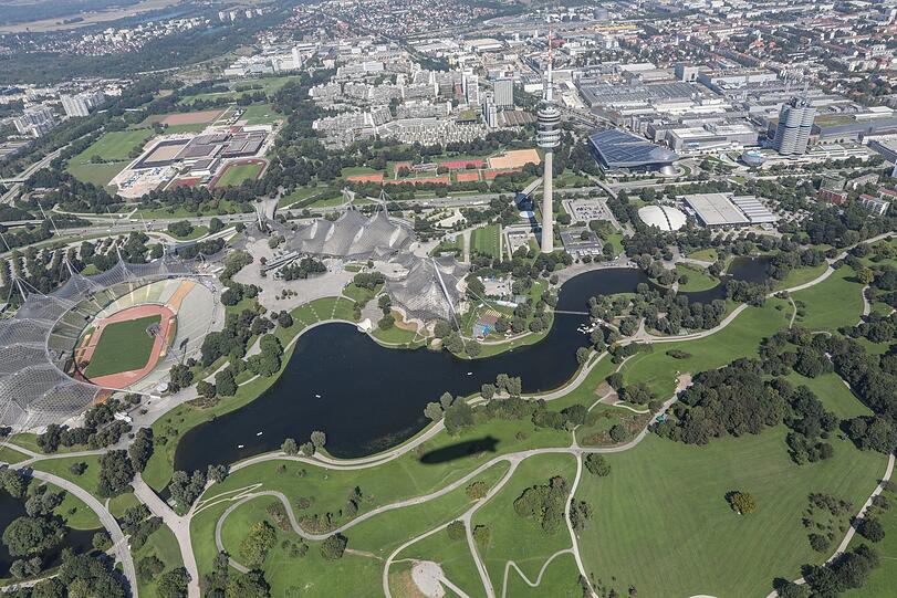 Der Olympiapark von oben.