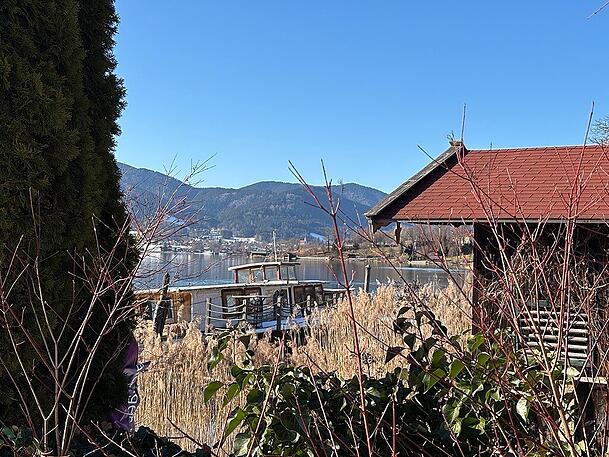 Sie wirkt schon wie ein Teil der Natur: Die vollgelaufene MS Bad Wiessee.