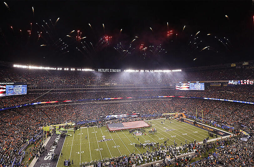 Im MetLife-Stadion in East Rutherford, New Jersey gewannen die Seattle Seahawks letztes Jahr den Super Bowl.