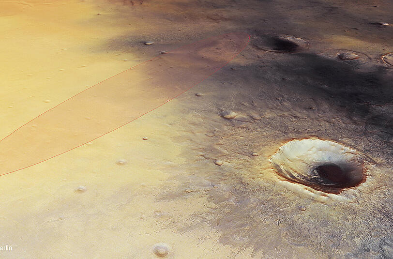 Die Sonde schlug mit hoher Geschwindigkeit auf dem Mars auf.