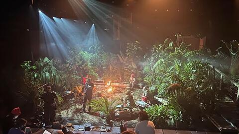 Mit dem Einsatz von Licht, Nebel und der richtigen Kameraeinstellung schaut das ProSieben-Camp aus wie das echte Dschungelcamp.