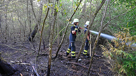 Der Feuerwehreinsatz im Wald dauerte mehrere Stunden lang an.