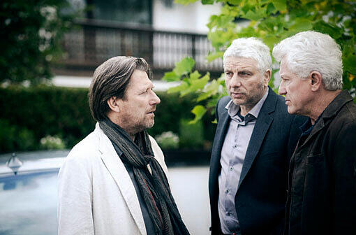 Michael Fitz als Carlo Menzinger (v.l.), Udo Wachtveitl als Hauptkommissar Franz Leitmayr und Miroslav Nemec als Hauptkommissar Ivo Batic im Tatort "Macht und Ohnmacht".