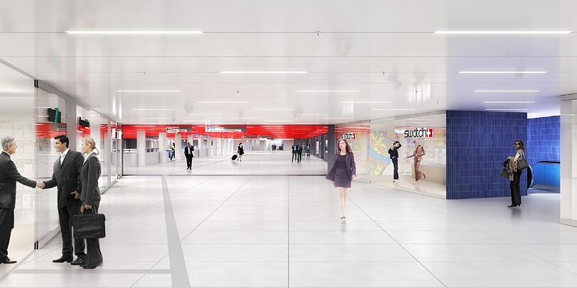 So soll der Marienplatz nach der Renovierung untenrum aussehen: In "Orangerot", "Blau" und "vornehmen Silber" planen Allmann Sattler Wappner und Ingo Maurer das neue Zwischengeschoss der S- und U-Bahnhaltestelle.
