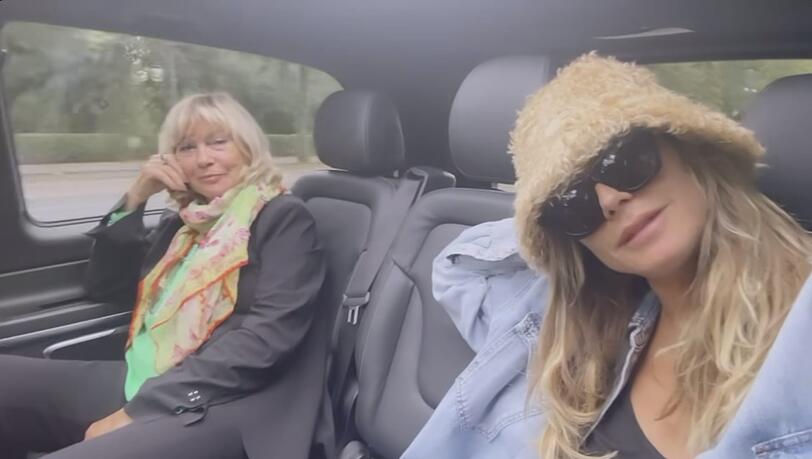Heidi Klum und Mutter Erna im Auto auf dem Weg zu GNTM-Dreharbeiten