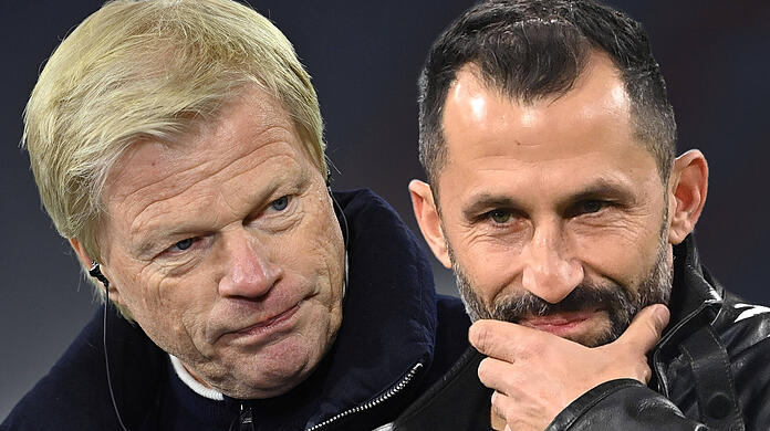 Bayerns Vorstandsboss Oliver Kahn (l.) mit Sportvorstand Hasan Salihamidzic.