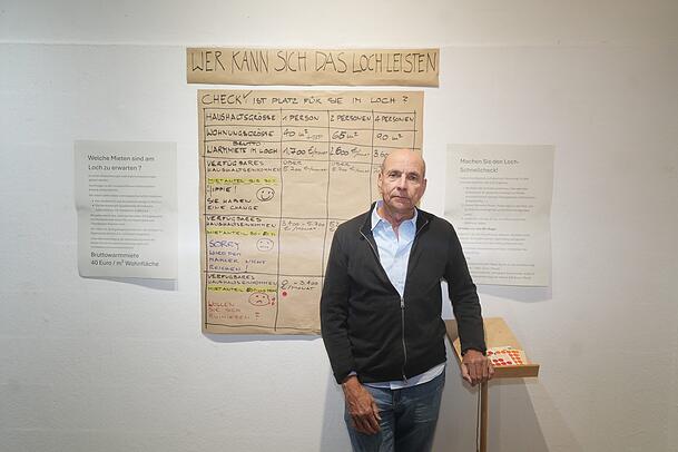 Sch&auml;tzt, dass die neuen Wohnungen alles andere als "erschwinglich" werden: Christian Stupka. Er hat mehrere launige Aktionen am Bauloch organisiert.