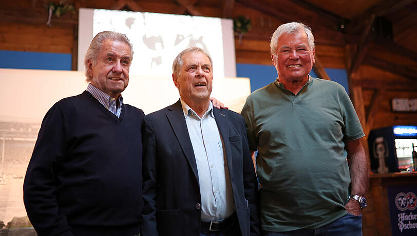 Die Meisterlöwen Bernd Patzke, Fredi Heiß und Hans Reich (v.l.) bei der Feier zu 60 Jahre Wembley-Finale. Die Meisterlöwen Bernd Patzke, Fredi Heiß und Hans Reich (v.l.) bei der Feier zu 60 Jahre Wembley-Finale.