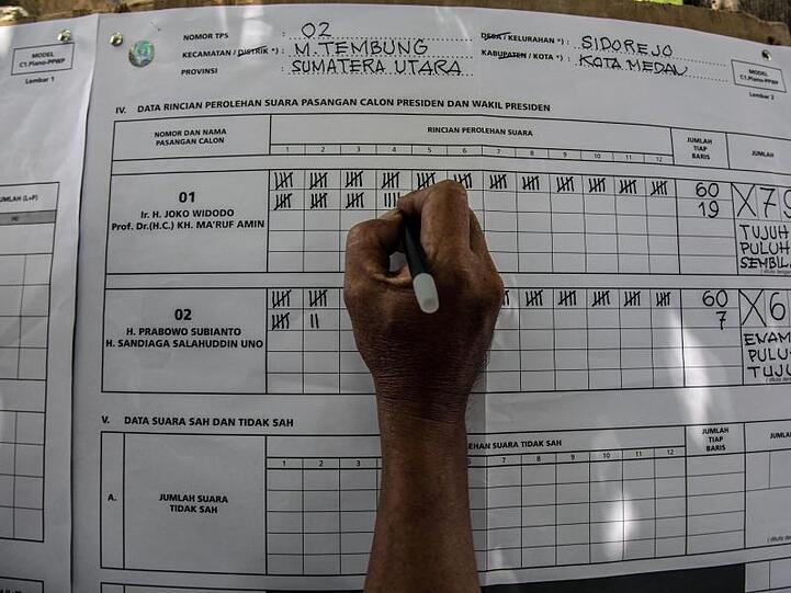 Auszählung in einem indonesischen Wahllokal: Mehr als 300 Wahlhelfer sind bereits an Erschöpfung gestorben.