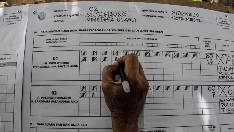 Auszählung in einem indonesischen Wahllokal: Mehr als 300 Wahlhelfer sind bereits an Erschöpfung gestorben. Auszählung in einem indonesischen Wahllokal: Mehr als 300 Wahlhelfer sind bereits an Erschöpfung gestorben.