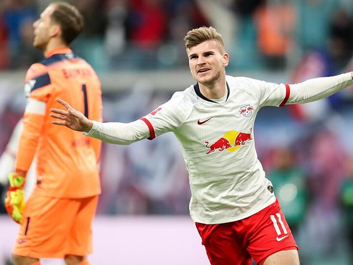 Leipzigs Timo Werner jubelt nach seinem Treffer zum 1:0 gegen die TSG 1899 Hoffenheim.