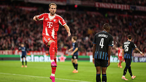 Er trifft und trifft und trifft: Harry Kane mit dem nächsten Tor für den FC Bayern gegen Brügge.