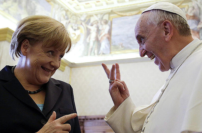 Bundeskanzlerin Angela Merkel und Papst Franziskus.