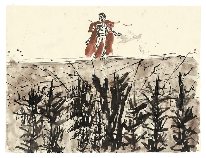 Skizze von Georg Baselitz für die "Parsifal"-Neuinszenierung von 2018.
