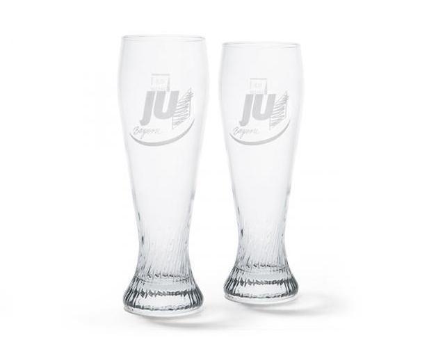 Weißbiergläser dürfen im Angebot der CSU natürlilch nicht fehlen. Hier mit Aufdruck der Jungen Union.