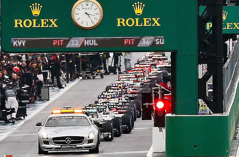 Schon der Start wurde hinter dem Safety Car aus der Box ausgeführt. Wegen des schlechten Wetters folgte in Runde 47 der Abbruch des Rennens.